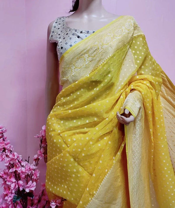 PURE HANDLOOM BANARASI KHADDI GEORGUTTE SAREE