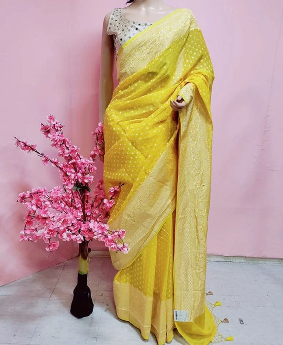 PURE HANDLOOM BANARASI KHADDI GEORGUTTE SAREE