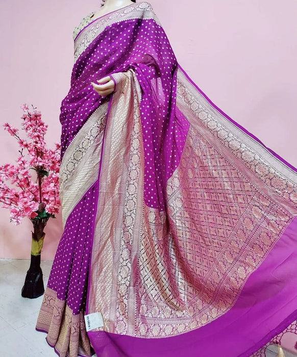 PURE HANDLOOM BANARASI KHADDI GEORGUTTE SAREE