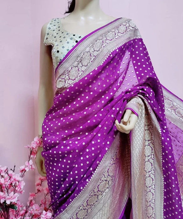 PURE HANDLOOM BANARASI KHADDI GEORGUTTE SAREE