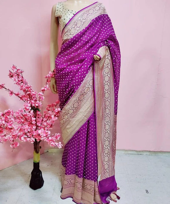 PURE HANDLOOM BANARASI KHADDI GEORGUTTE SAREE