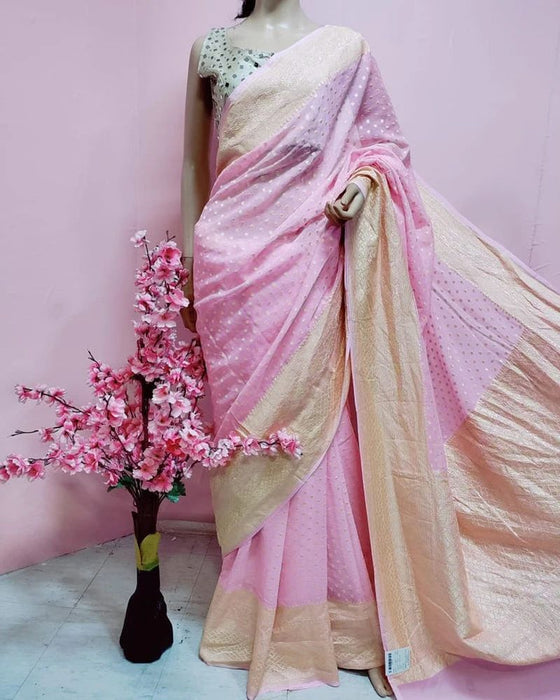 PURE HANDLOOM BANARASI KHADDI GEORGUTTE SAREE