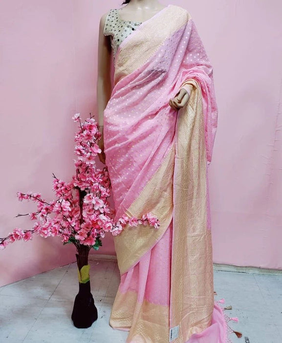 PURE HANDLOOM BANARASI KHADDI GEORGUTTE SAREE