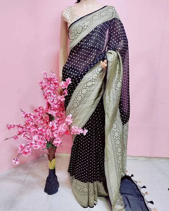 PURE HANDLOOM BANARASI KHADDI GEORGUTTE SAREE