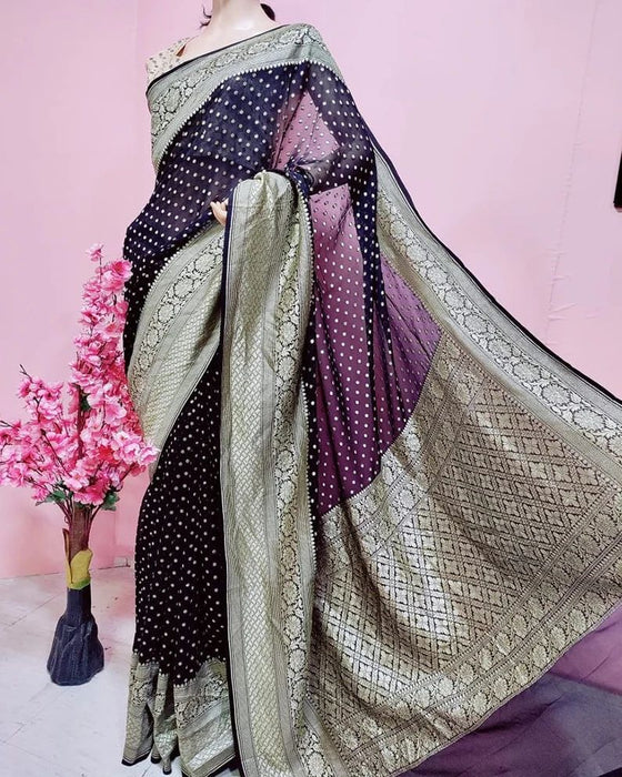 PURE HANDLOOM BANARASI KHADDI GEORGUTTE SAREE