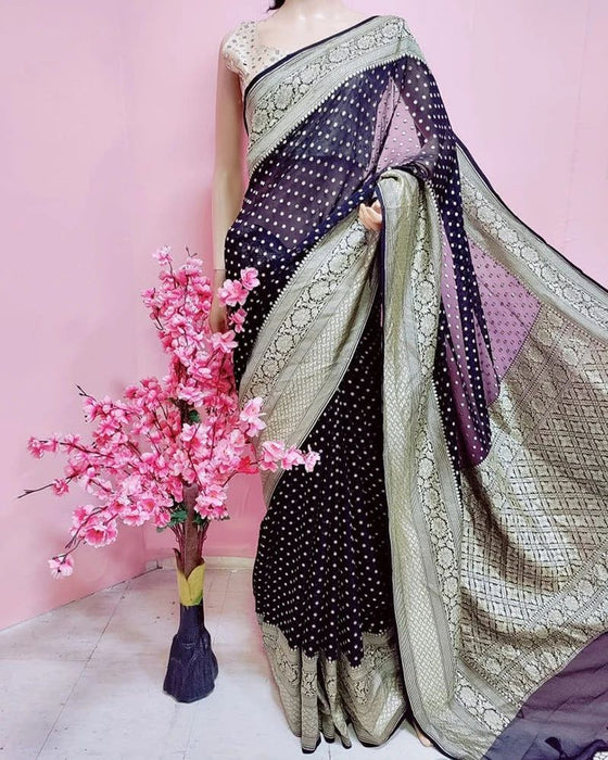 PURE HANDLOOM BANARASI KHADDI GEORGUTTE SAREE