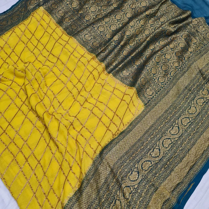 PURE BANARASI HANDLOOM KHADDI GEORGUTTE SAREE