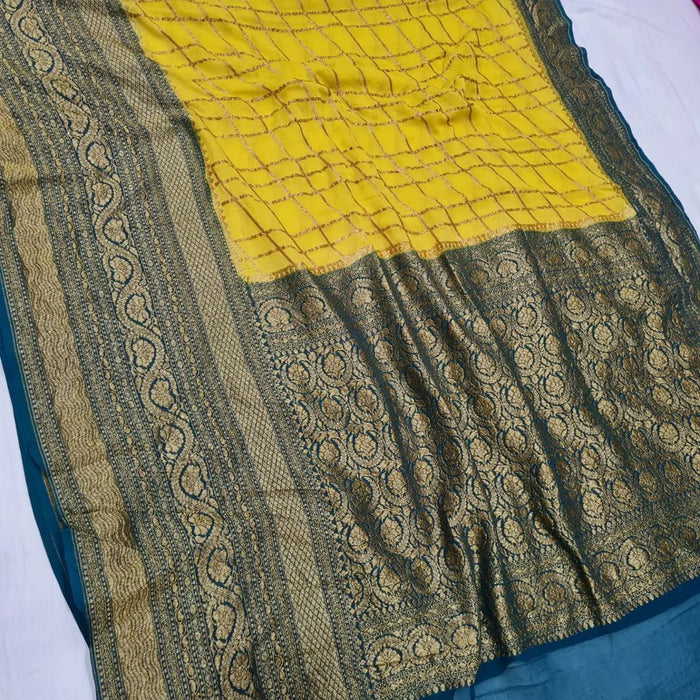 PURE BANARASI HANDLOOM KHADDI GEORGUTTE SAREE