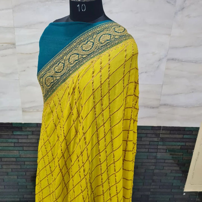 PURE BANARASI HANDLOOM KHADDI GEORGUTTE SAREE