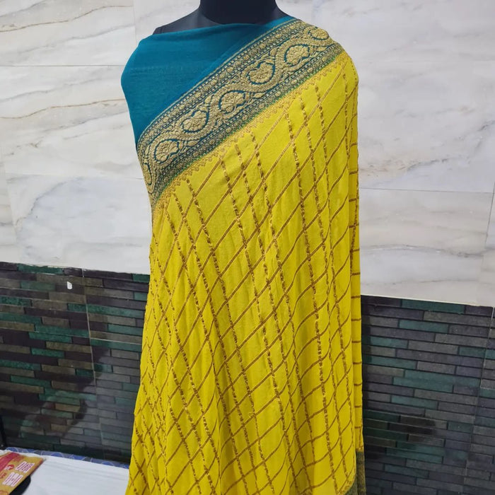 PURE BANARASI HANDLOOM KHADDI GEORGUTTE SAREE