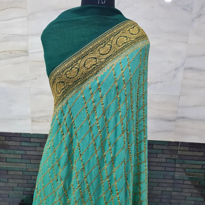 PURE BANARASI HANDLOOM KHADDI GEORGUTTE SAREE