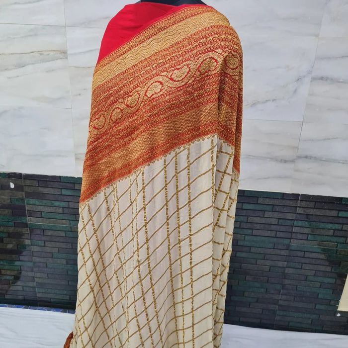 PURE BANARASI HANDLOOM KHADDI GEORGUTTE SAREE