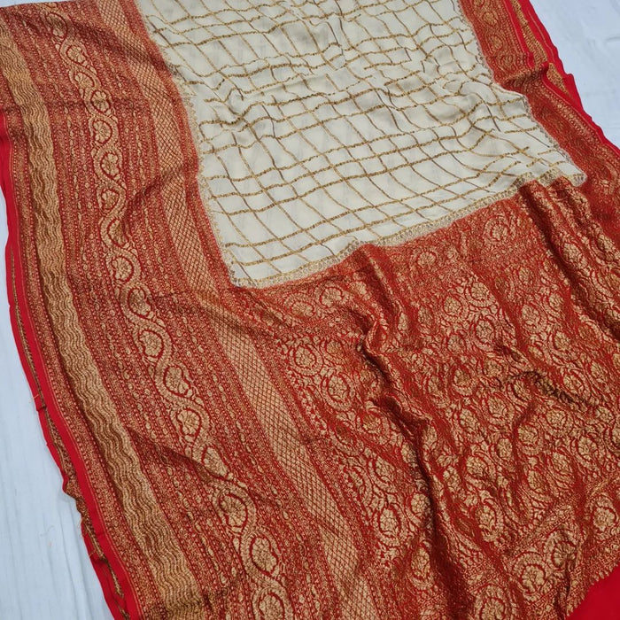 PURE BANARASI HANDLOOM KHADDI GEORGUTTE SAREE