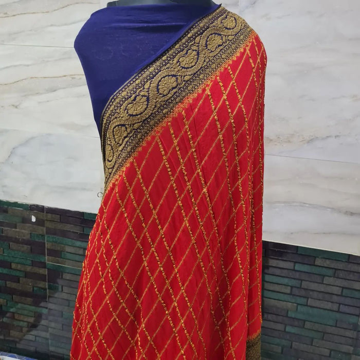 PURE BANARASI HANDLOOM KHADDI GEORGUTTE SAREE