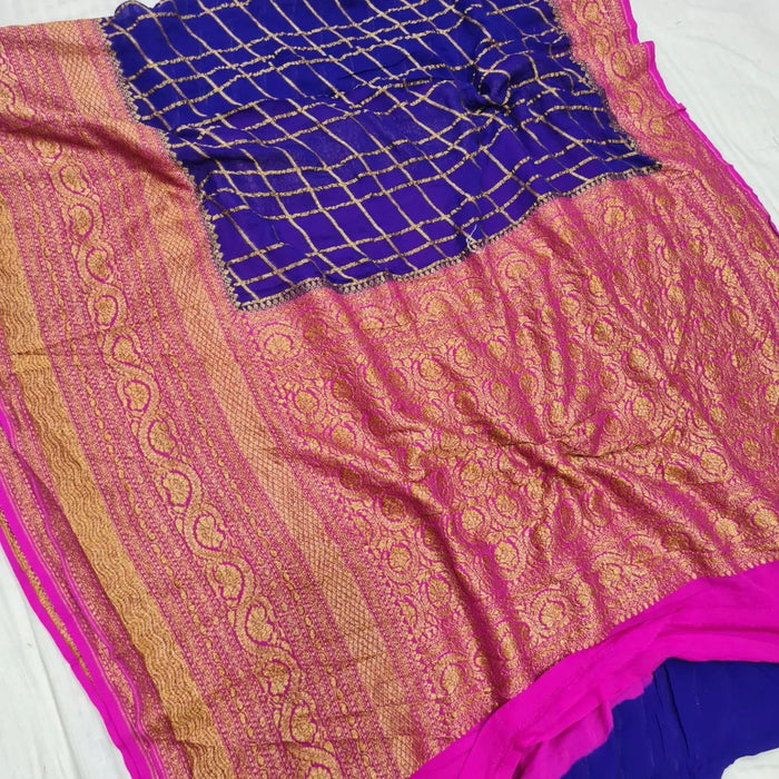 PURE BANARASI HANDLOOM KHADDI GEORGUTTE SAREE