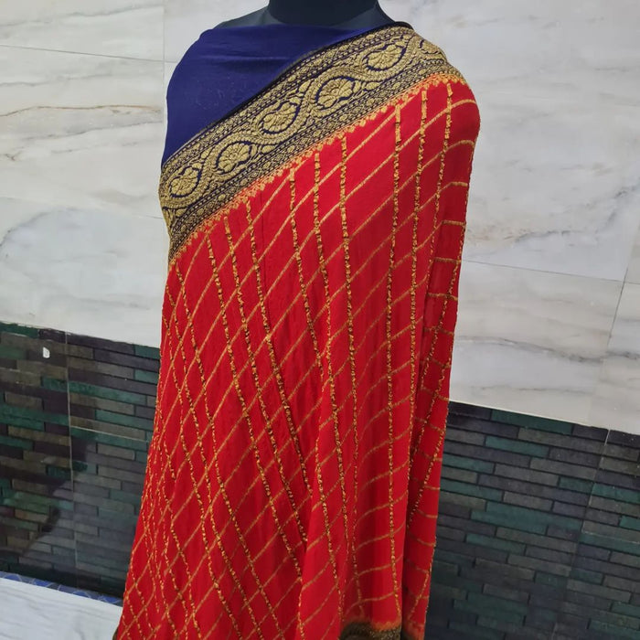 PURE BANARASI HANDLOOM KHADDI GEORGUTTE SAREE