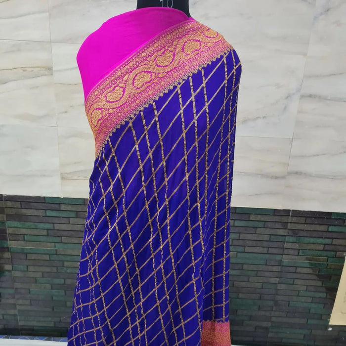 PURE BANARASI HANDLOOM KHADDI GEORGUTTE SAREE