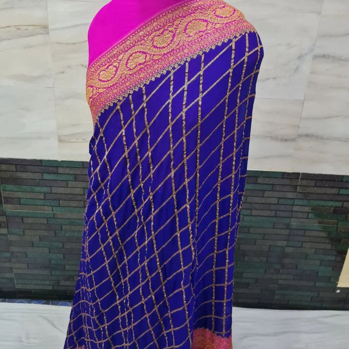 PURE BANARASI HANDLOOM KHADDI GEORGUTTE SAREE