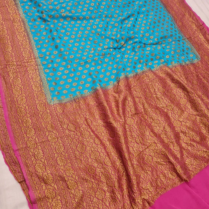 PURE BANARASI HANDLOOM KHADDI GEORGUTTE SAREE