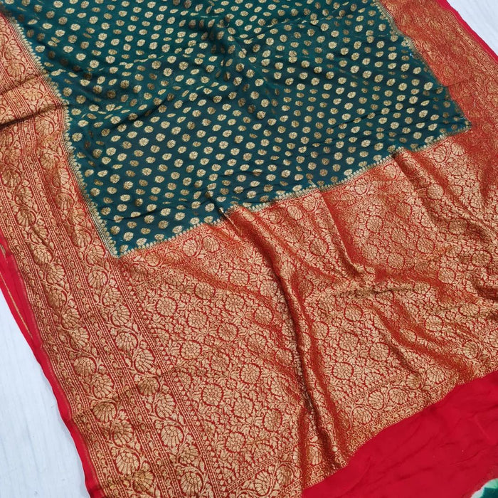 PURE BANARASI HANDLOOM KHADDI GEORGUTTE SAREE