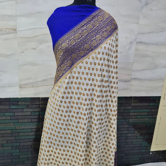 PURE BANARASI HANDLOOM KHADDI GEORGUTTE SAREE