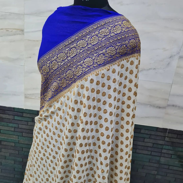 PURE BANARASI HANDLOOM KHADDI GEORGUTTE SAREE