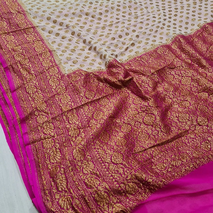 PURE BANARASI HANDLOOM KHADDI GEORGUTTE SAREE