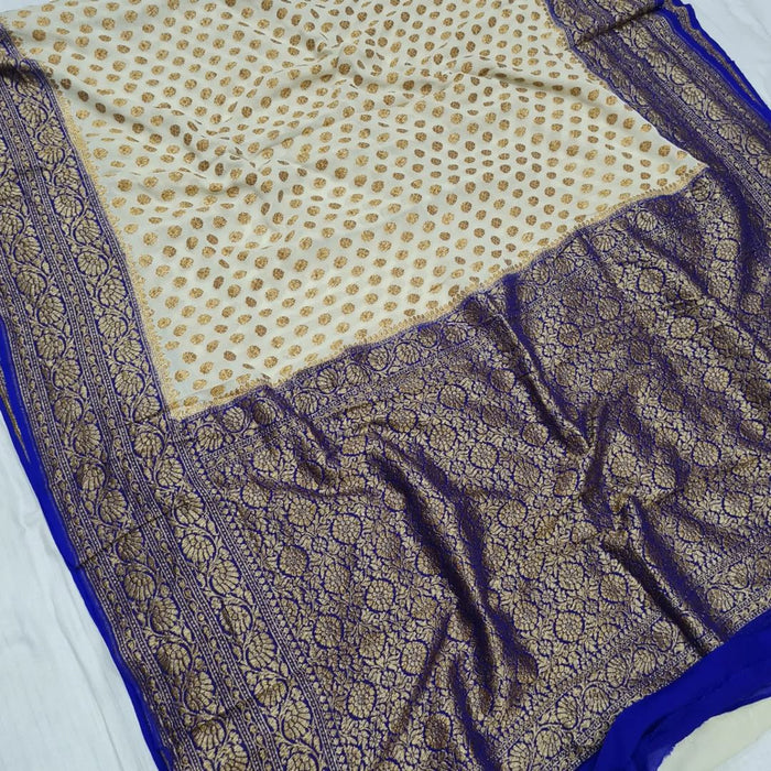 PURE BANARASI HANDLOOM KHADDI GEORGUTTE SAREE