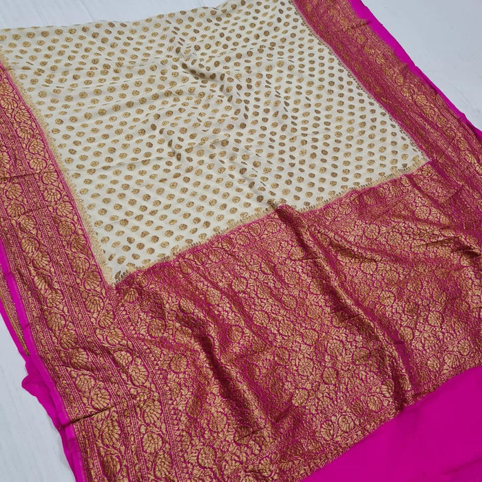 PURE BANARASI HANDLOOM KHADDI GEORGUTTE SAREE