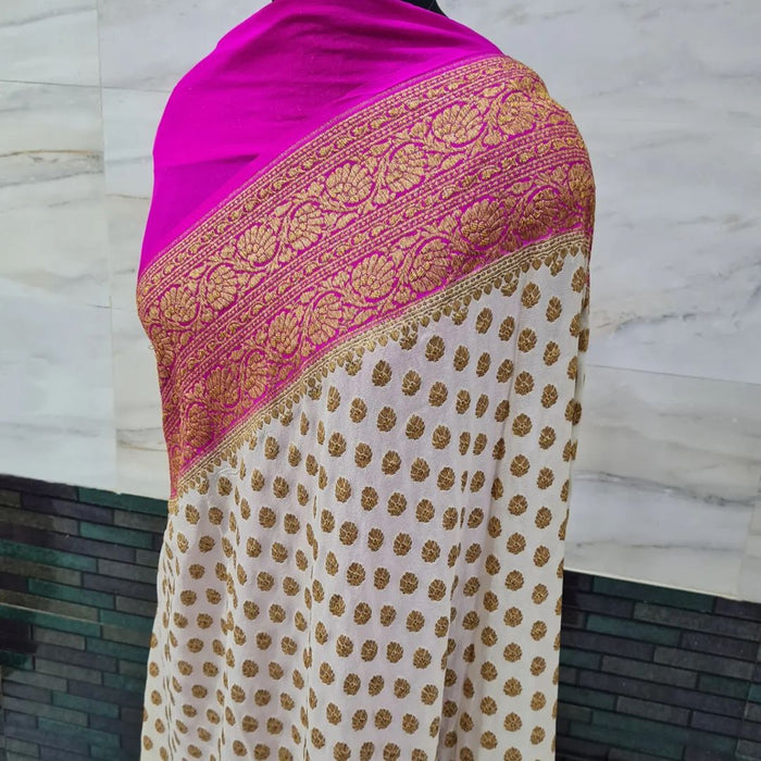 PURE BANARASI HANDLOOM KHADDI GEORGUTTE SAREE