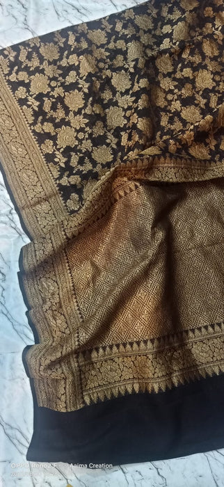 PURE HANDLOOM BANARASI KHADDI GEORGUTTE SAREE