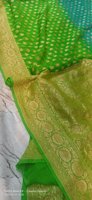 PURE BANARASI HANDLOOM KHADDI GEORGUTTE SAREE