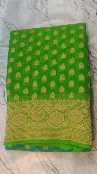 PURE BANARASI HANDLOOM KHADDI GEORGUTTE SAREE