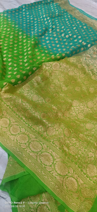 PURE BANARASI HANDLOOM KHADDI GEORGUTTE SAREE