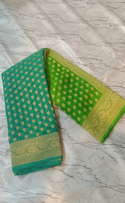 PURE BANARASI HANDLOOM KHADDI GEORGUTTE SAREE