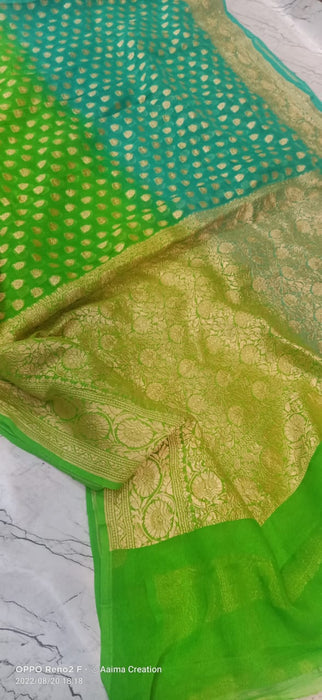 PURE BANARASI HANDLOOM KHADDI GEORGUTTE SAREE