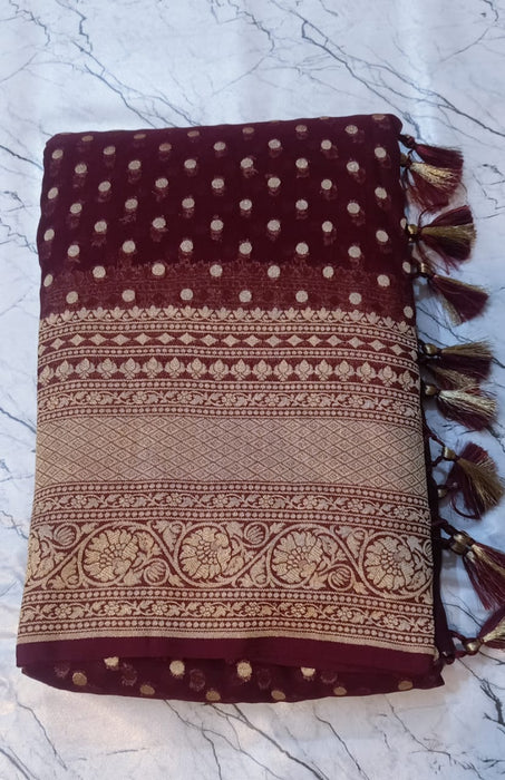 PURE HANDLOOM BANARASI KHADDI GEORGUTTE SAREE