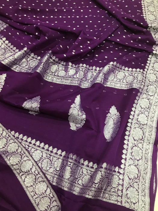 PURE BANARASI HANDLOOM KHADDI GEORGUTTE SAREE