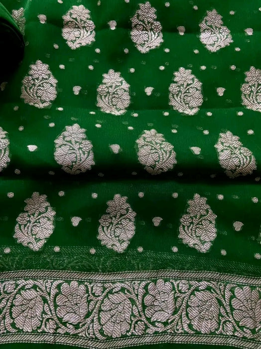 PURE BANARASI HANDLOOM KHADDI GEORGUTTE SUIT