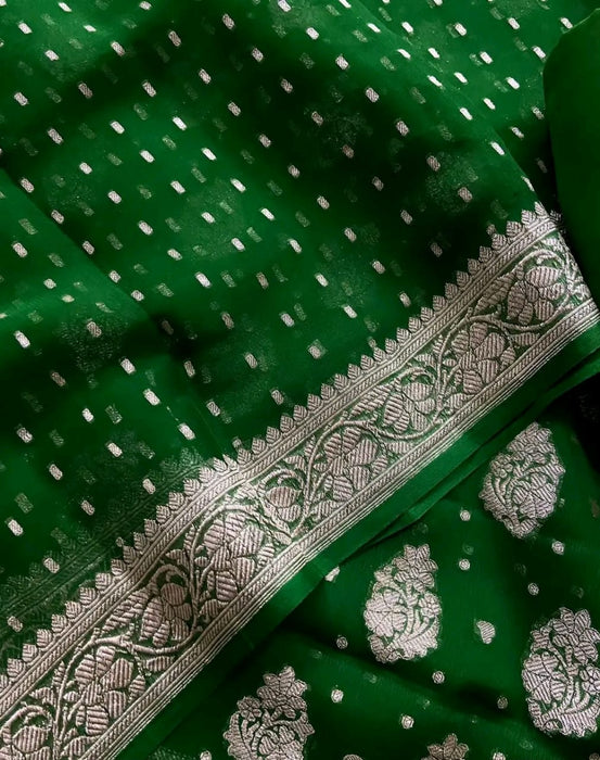 PURE BANARASI HANDLOOM KHADDI GEORGUTTE SUIT