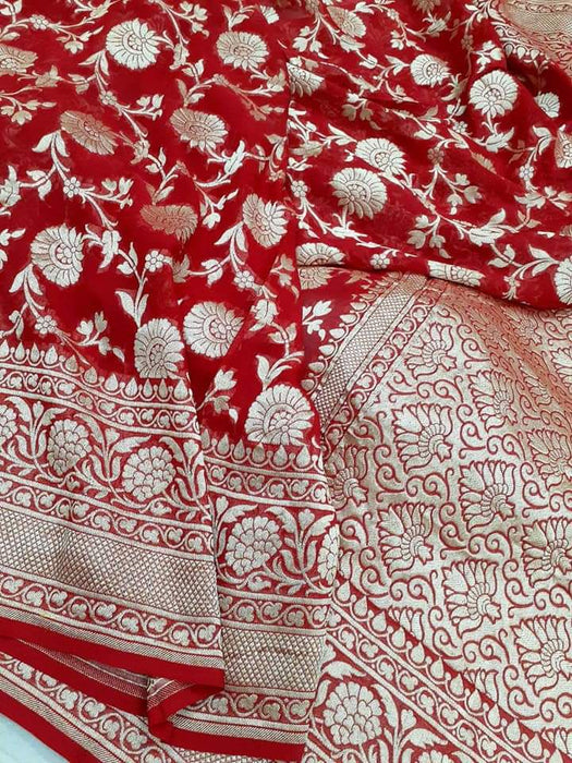 PURE HANDLOOM BANARASI KHADDI GEORGUTTE SAREE