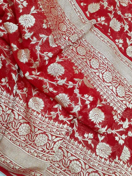 PURE HANDLOOM BANARASI KHADDI GEORGUTTE SAREE