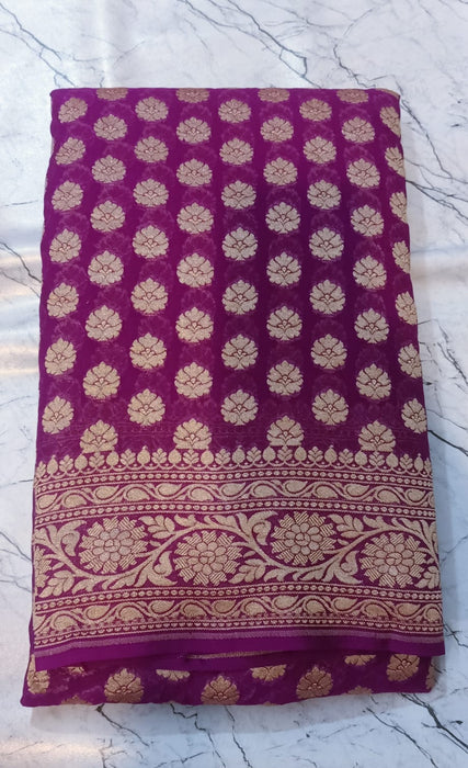 PURE HANDLOOM BANARASI KHADDI GEORGUTTE SAREE