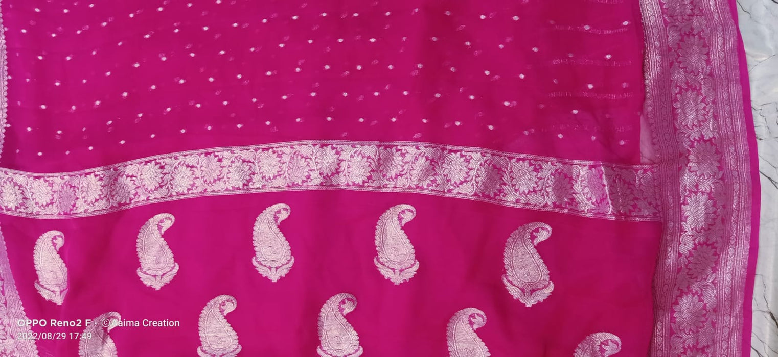 PURE HANDLOOM BANARASI KHADDI GEORGUTTE SAREE