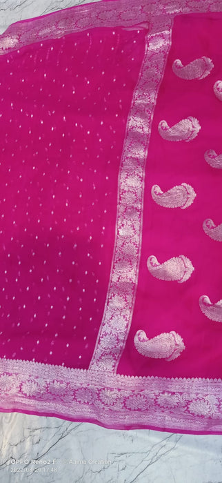 PURE HANDLOOM BANARASI KHADDI GEORGUTTE SAREE