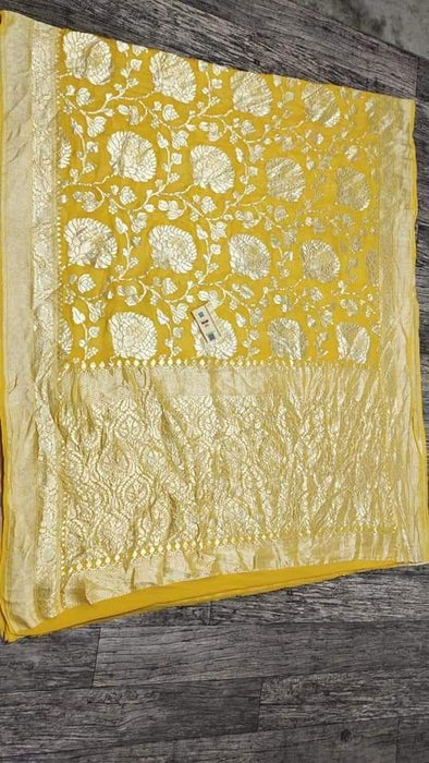 PURE HANDLOOM BANARASI KHADDI GEORGUTTE SAREE