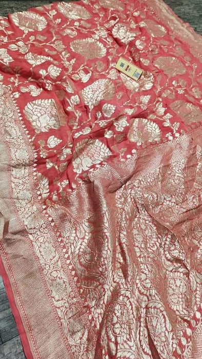 PURE HANDLOOM BANARASI KHADDI GEORGUTTE SAREE