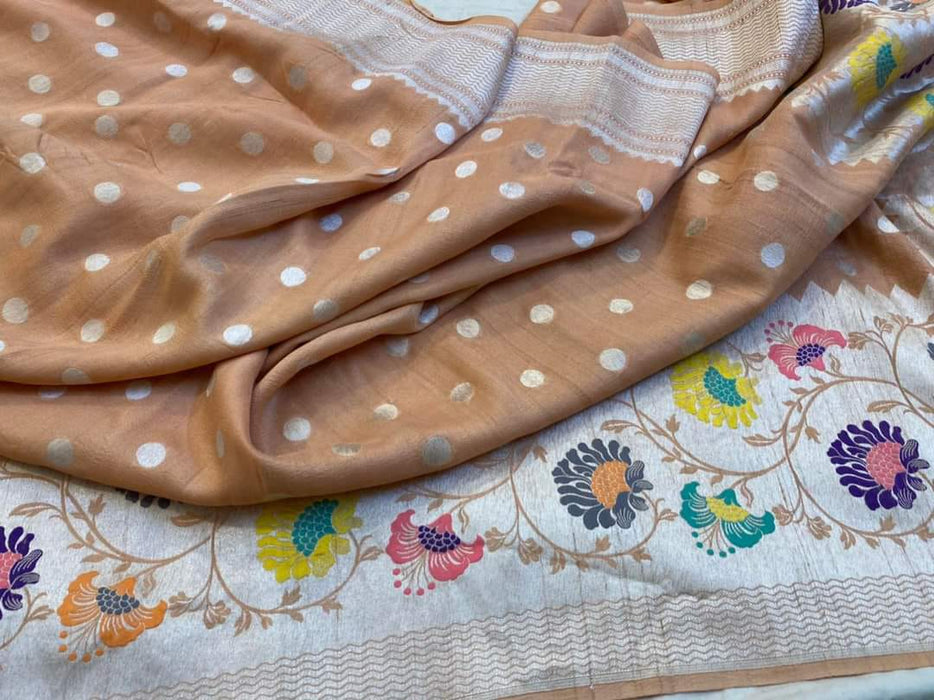 PURE BANARASI HANDLOOM KHADDI TASSAR SAREE