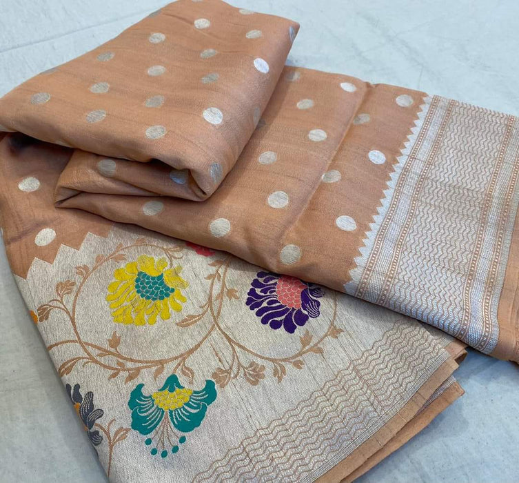 PURE BANARASI HANDLOOM KHADDI TASSAR SAREE