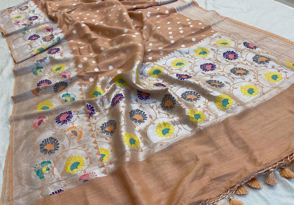 PURE BANARASI HANDLOOM KHADDI TASSAR SAREE